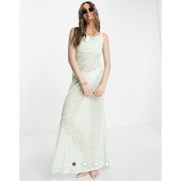 ASOS Urban Threads Beach Maxi Dress Cowl Neck Mint Medium NWT Retail $65 - Picture 1 of 4